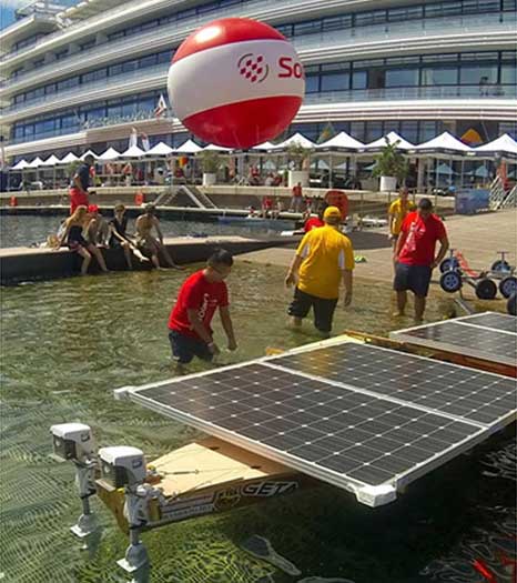 Elk Grove High racing team and their boat at
Solar1 in Monaco.