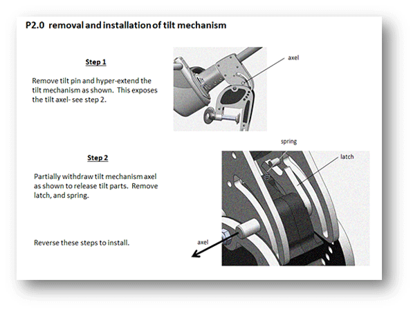 P2.0 removal and installation of tilt mechanism