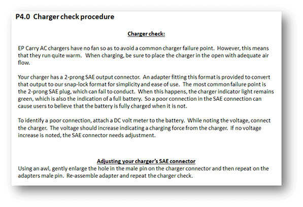 P4.0 Charger check procedure